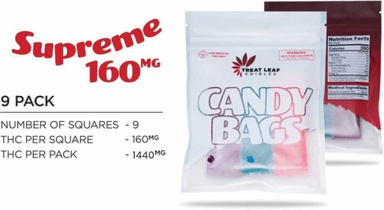 Treat Leaf Edibles Candy Bags Supreme 160mg 9 Pack Gummy Specs